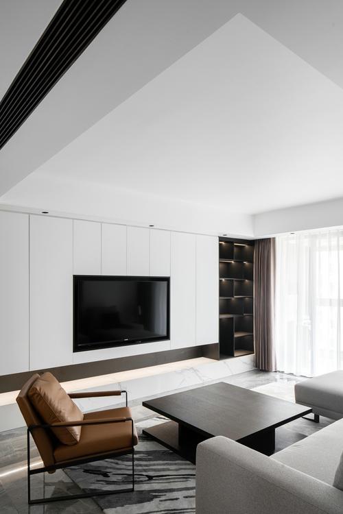 装修设计锦江国际新城126平方米三居现代极简风格室内家装案例效果图
