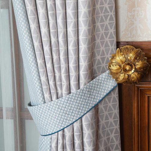 高精密提花面料窗帘布客厅样板房窗帘成品定制几何图案现代北欧