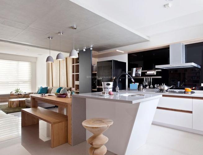 开放式装修厨房与客厅隔断设计效果图