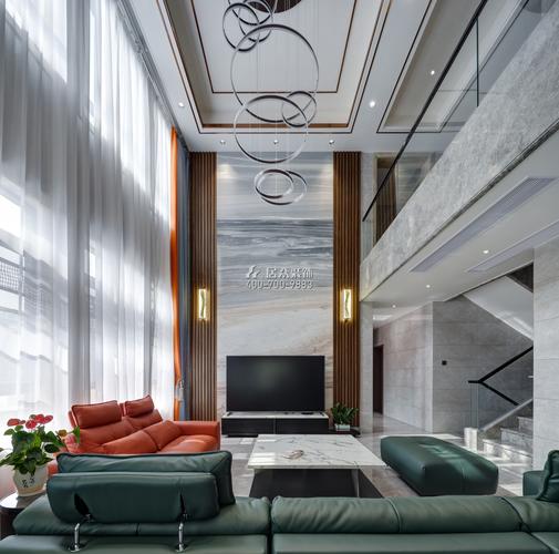 金地湖山大境430平方米现代简约风格别墅户型客厅装修效果图