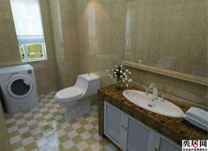 卫生间土黄色大理石洗手台面浴柜装修效果图厕所大理石洗手台面浴柜