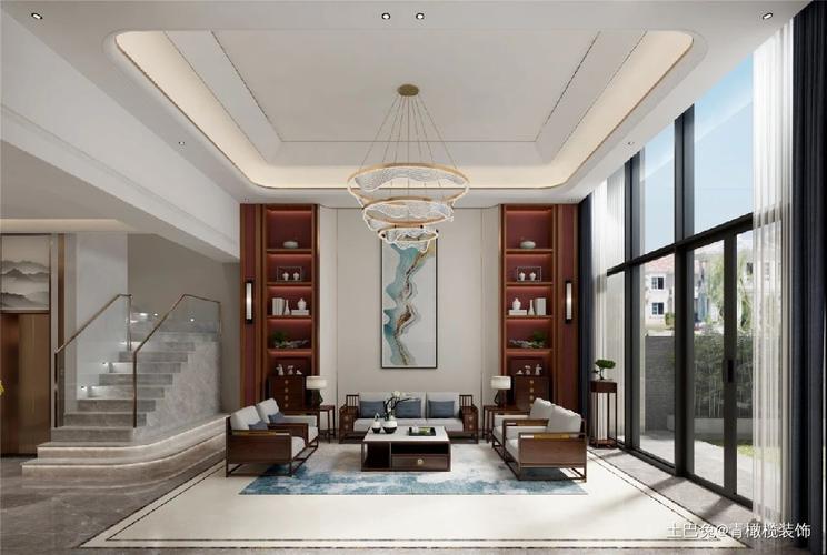 新中式别墅装修设计案例客厅中式现代客厅设计图片赏析