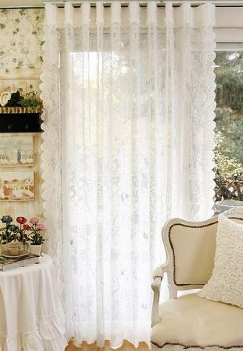 韩国白色花蔓花纹装饰纱帘客厅高档窗纱可定做