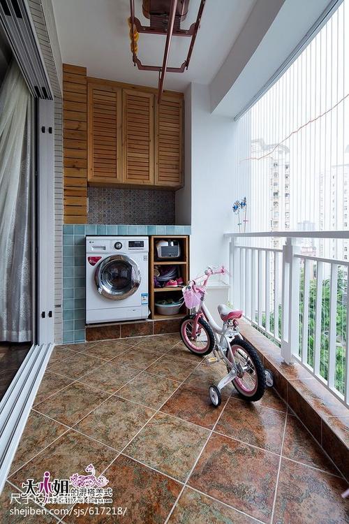 混搭美式阳台洗衣机装修效果图