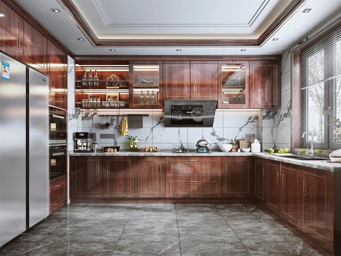 110平米新中式风格三室厨房装修效果图橱柜创意设计图