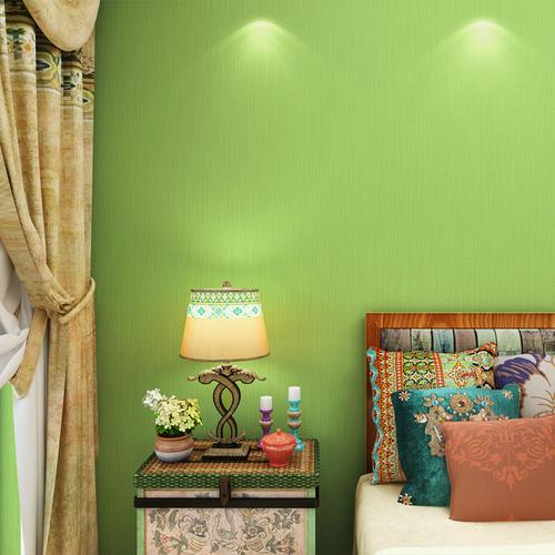多美莱抹茶绿色纯色素色东南亚无纺布墙纸