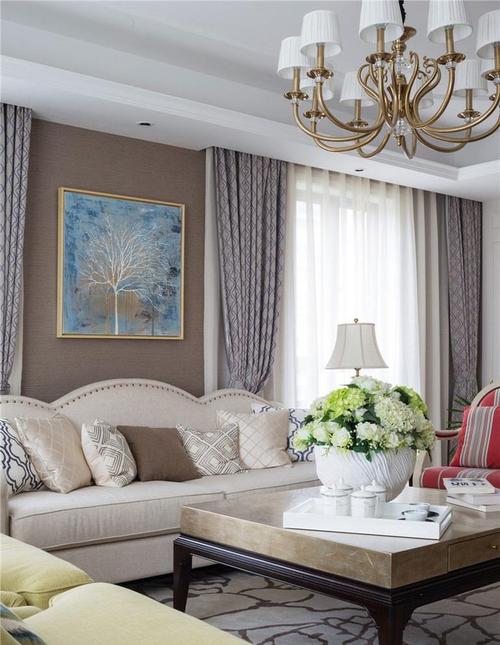 最新欧式客厅沙发墙窗帘效果图