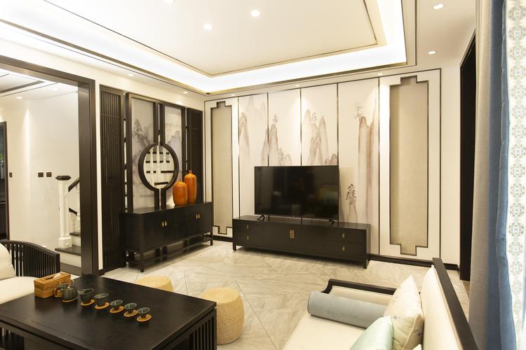 新中式风格别墅电视背景墙装修效果图