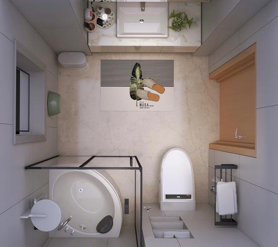 78极简浴室丨干湿分离丨三角浴缸实用性强