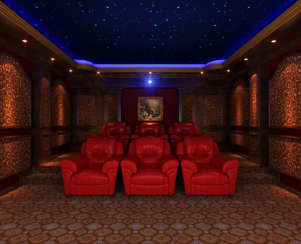 欧式家庭电影院礼堂椅装修效果图