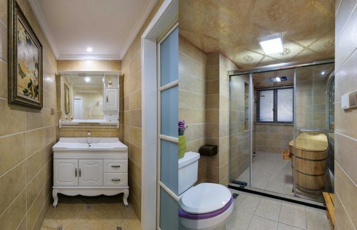 美式卫生间干湿分离图片白色浴室柜效果图