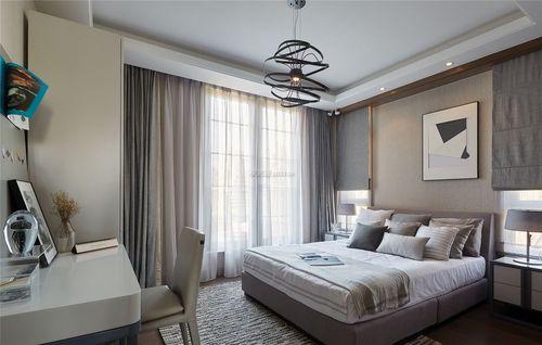 现代简约风格120平二居室卧室窗帘设计图片