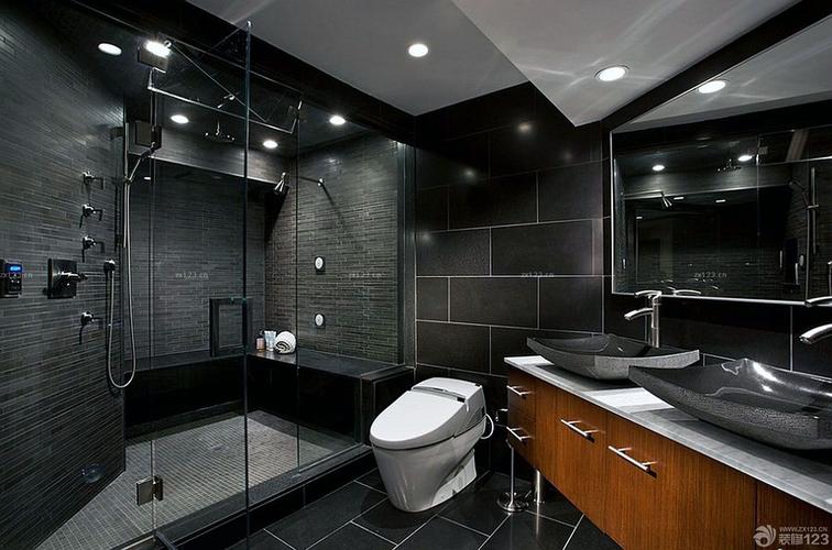 卫生间黑色瓷砖贴图设计效果图欣赏装修1