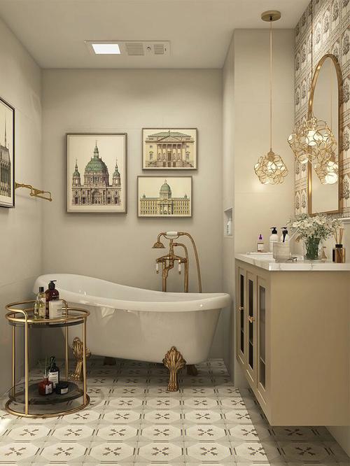 法式优雅卫生间瓷砖浪漫气息与艺术优雅