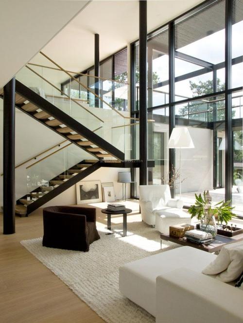 现代风格别墅客厅楼梯设计装修效果图片