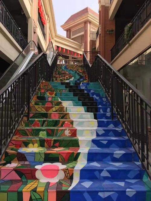 商场室外楼梯台阶彩绘