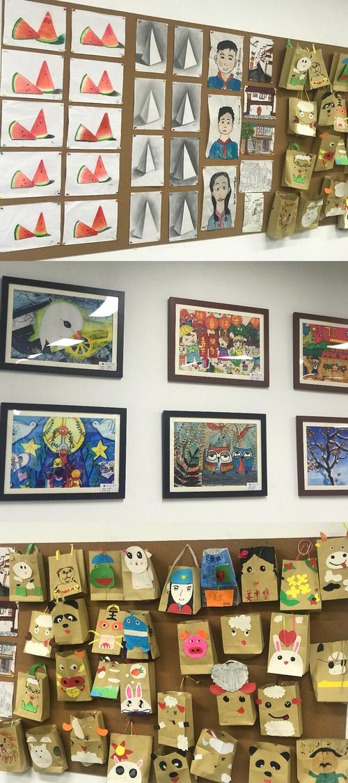 这是我们的美术教室墙上的各种装饰都出自每个孩子之手和