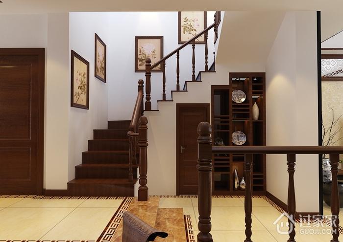 中式风格装修效果设计楼梯