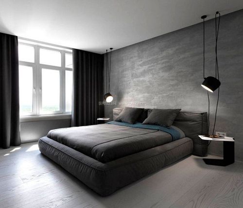 103平米房子卧室背景墙灰色装修效果图