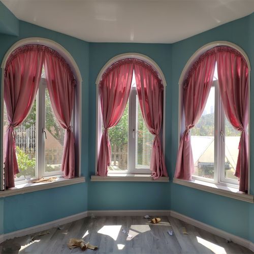 窗帘专业定制欧式异形圆形拱形弧形拱型弧型定制窗帘