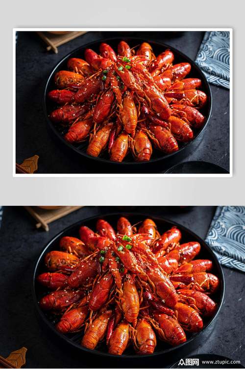 烧烤小龙虾摆盘花状美食高清图片素材