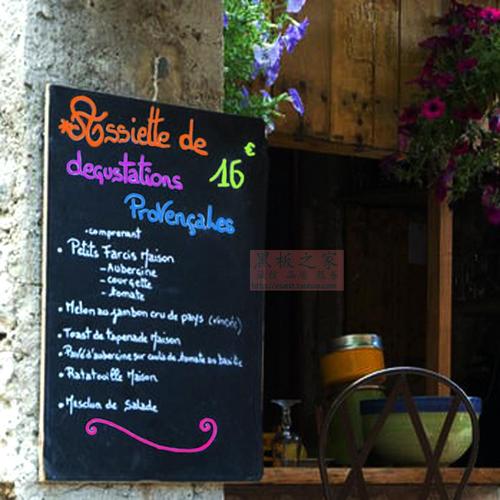 无边框双面挂式小黑板墙咖啡店铺用手写菜单展示牌写荧光笔粉笔