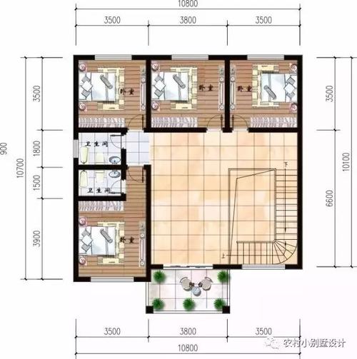 10.8x10.1米带棋牌室二层农村住宅设计图小编有地肯定建一栋