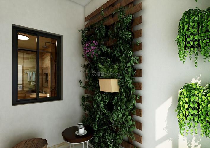 温馨时尚小阳台花艺植物墙壁装修效果图