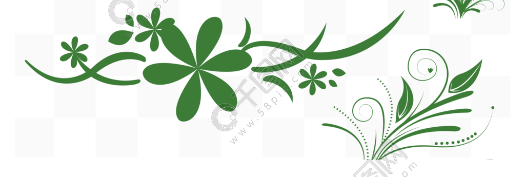 手绘小清新花边装饰绿叶植物