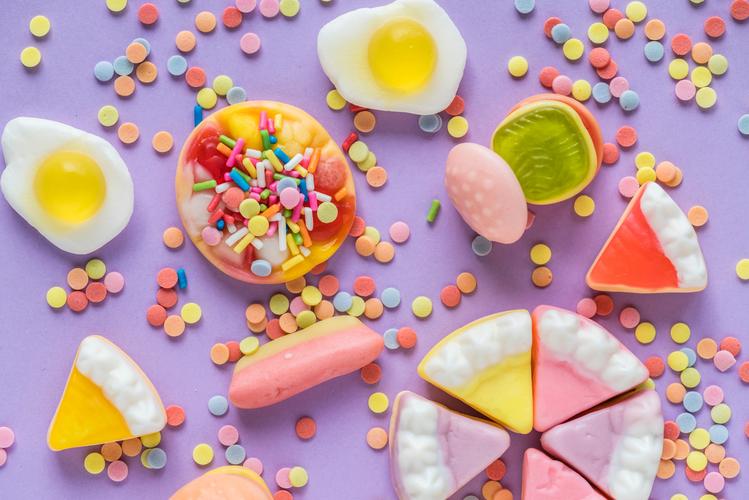 甜品甜点零食软糖美食世界颜色鲜艳的软糖图片