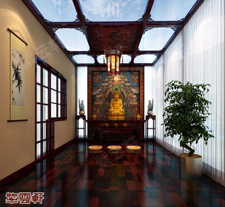佛堂装修效果图中的中式禅意紫云轩中式设计装饰机构