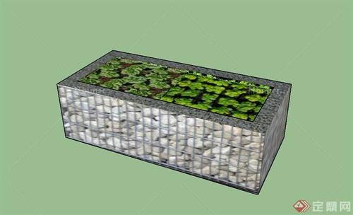 长方形种植花池设计su模型原创