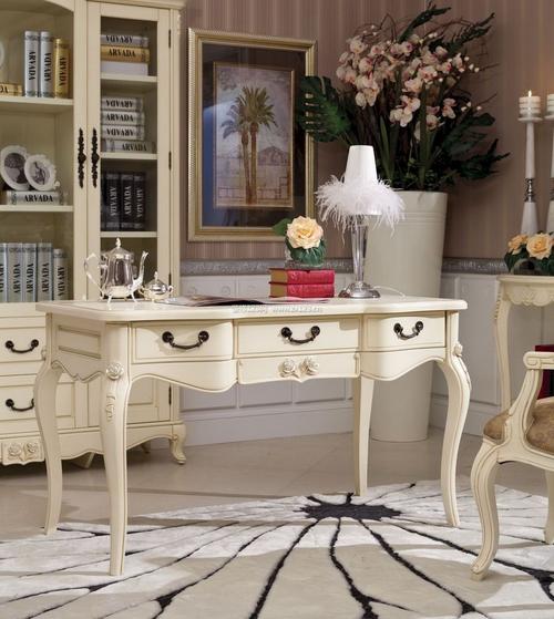 书桌欧式风实木象牙白书桌