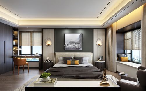 银湖蓝山润园二期260平方米现代简约风格平层户型卧室装修效果图
