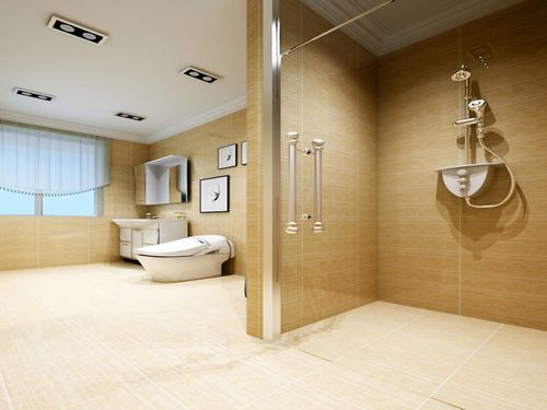 间墙地砖选择米黄色系列的砖给人带来的是一种温馨浴屏的独特设装修