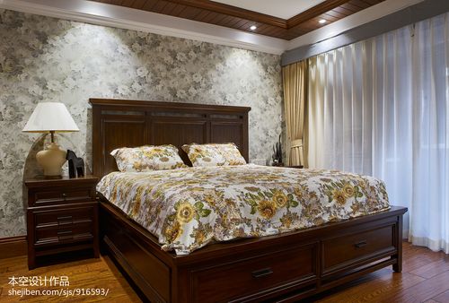 精美面积124平别墅卧室美式装修设计效果图片卧室美式经典卧室设计