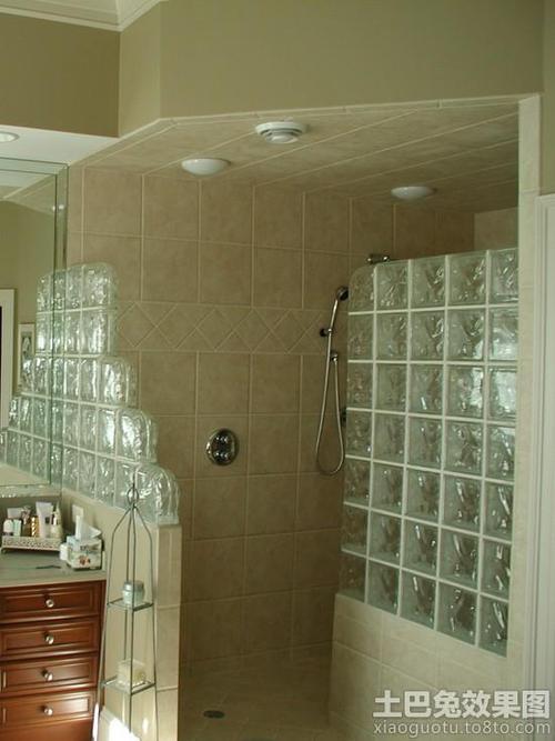 洗手间玻璃砖隔墙贴装修效果图