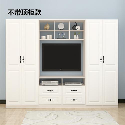 现代简约实木客厅电视柜衣柜一体组合卧室白色电视柜储物柜组合墙