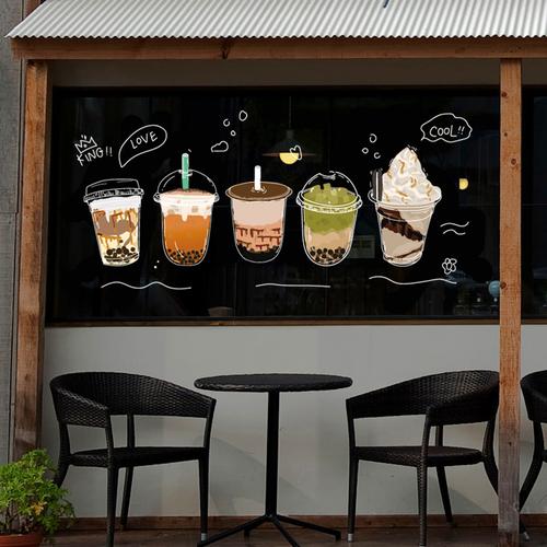奶茶创意个性茶店珍珠休闲水吧冷饮冷饮店店铺橱窗玻璃膜
