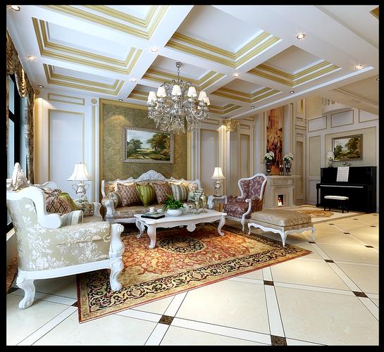 欧式古典别墅客厅装修效果图片装修美图