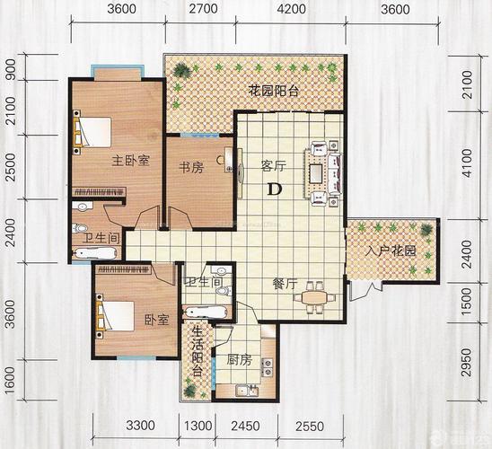 最新120平方三室一厅室内平面设计图片