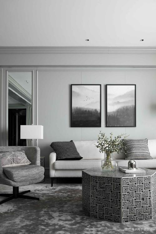 185极致高级灰生活里的清雅浪漫客厅沙发欧式豪华客厅设计图片赏析