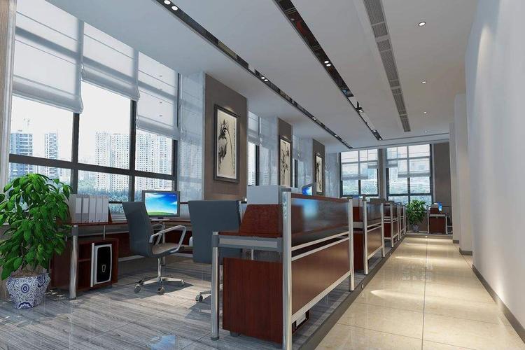 新中式办公室装修设计效果图大全2020图片