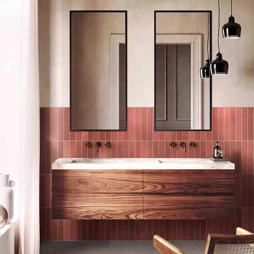 高端美式复古浴室柜组合岩板台面陶瓷洗手池