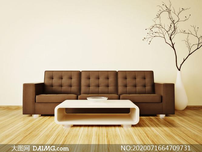 茶几与棕色的沙发家具摄影高清图片大图网图片素材