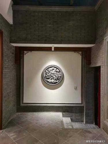 唐语中式庭院别墅室内外影壁玄关设计效果