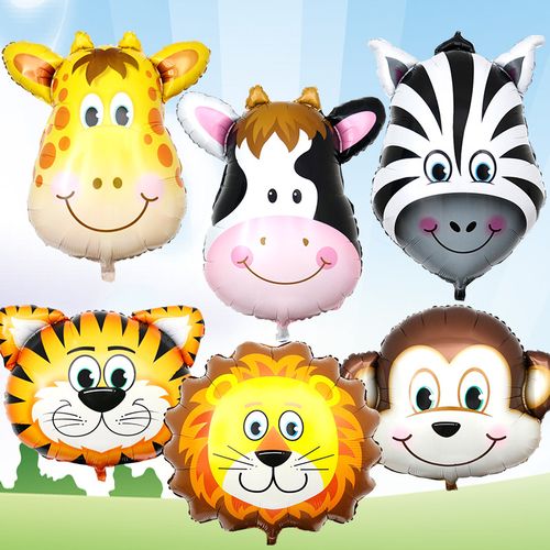超大老虎动物头铝膜气球儿童生日幼儿园节日装饰场地布置卡通造型