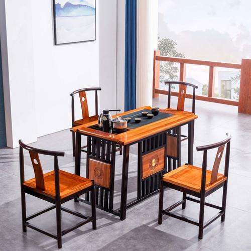 新中式实木茶桌椅组合客厅茶几茶台会客桌唐木金花梨木办公室阳台