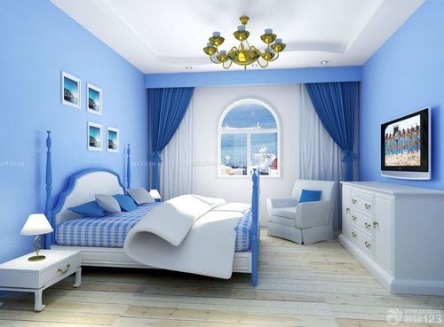 三房两厅蓝色墙面装修设计图装信通网效果图