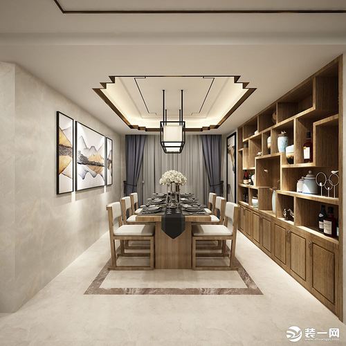 140平新中式餐厅装修效果图